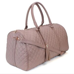 (Ms Lovely) Vegan Leather Duffle Mauve Weekender Bag Quilted